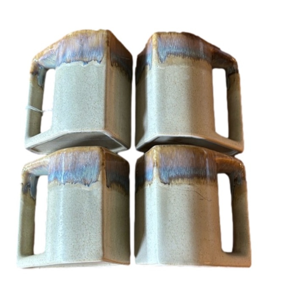 Rodolfo Padilla Pottery Drip Glaze Set of 4 coffee mugs - formidable and heavy